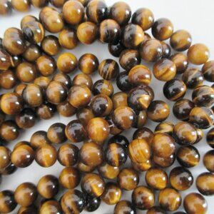 8 mm Tigers Eye 16" Bead Strand New Old Stock 1980s